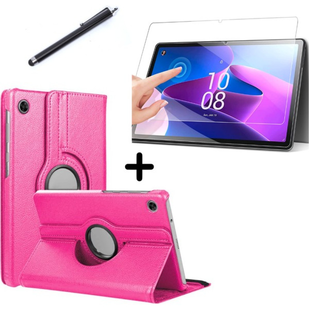 Coolacs Lenovo Tab M10 Plus Gen 3 (3. Nesil) 10,61" ZAAJ0378TR Tablet Kılıfı Ekran Koruyucu ve Kalem Seti - Pembe Tablet Kılıfı Fiyatı