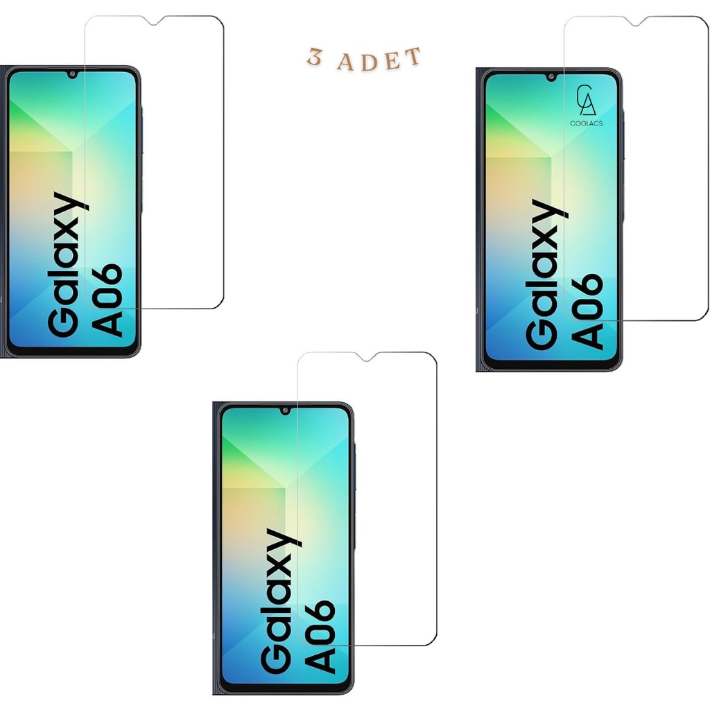 Coolacs Samsung Galaxy A06 ile Uyumlu Ekran Koruyucu Şeffaf Temperli Kırılmaz Cam Ekran Koruyucu 3 Adet Cep Telefonu Ekran Koruyucusu Fiyatı
