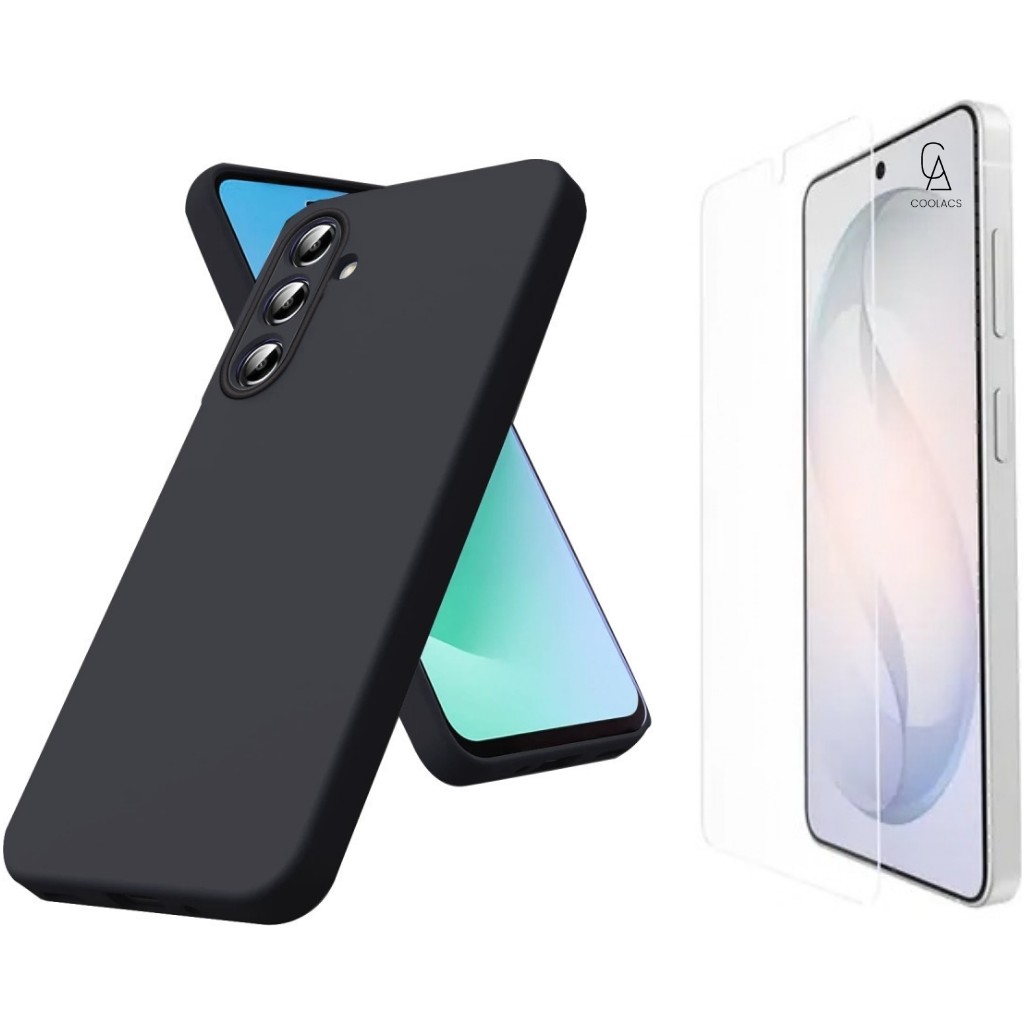 Coolacs Samsung Galaxy S26 ile Uyumlu Kılıf Esnek Premium Telefon Kılıfı ve Temperli Cam Ekran Koruyucu - Siyah Cep Telefonu Kılıfı Fiyatı