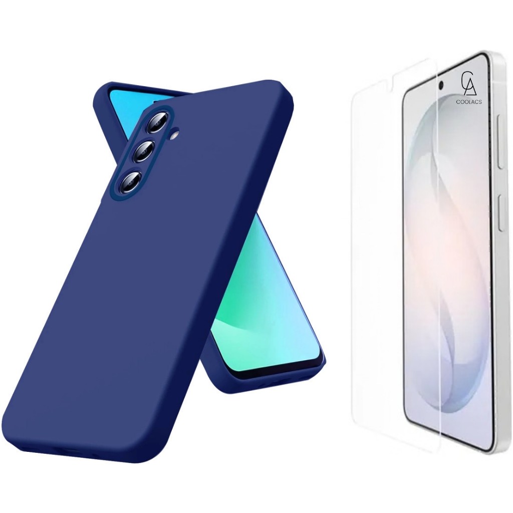 Coolacs Samsung Galaxy S26 Plus ile Uyumlu Kılıf Esnek Premium Telefon Kılıfı ve Temperli Cam Ekran Koruyucu - Lacivert Cep Telefonu Kılıfı Fiyatı