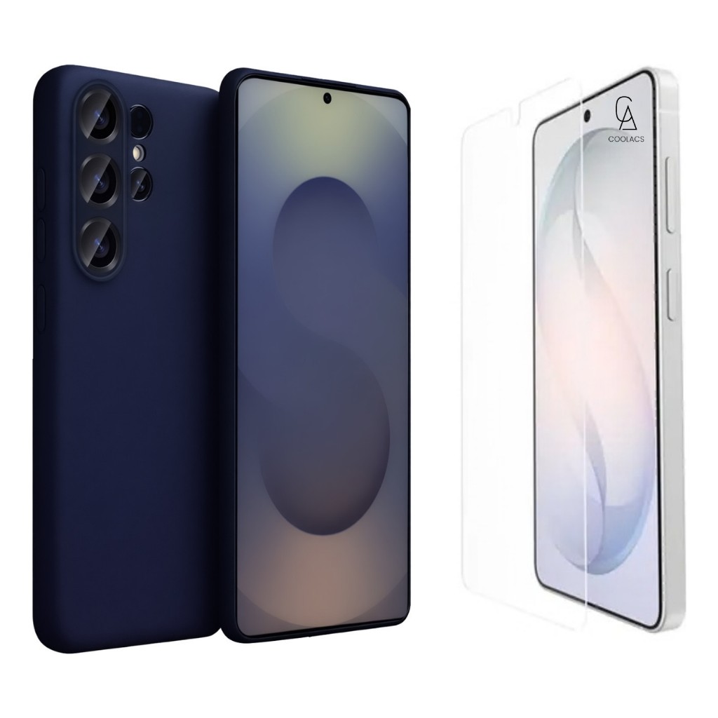 Coolacs Samsung Galaxy S26 Ultra ile Uyumlu Kılıf Esnek Premium Telefon Kılıfı ve Temperli Cam Ekran Koruyucu - Lacivert Cep Telefonu Kılıfı Fiyatı