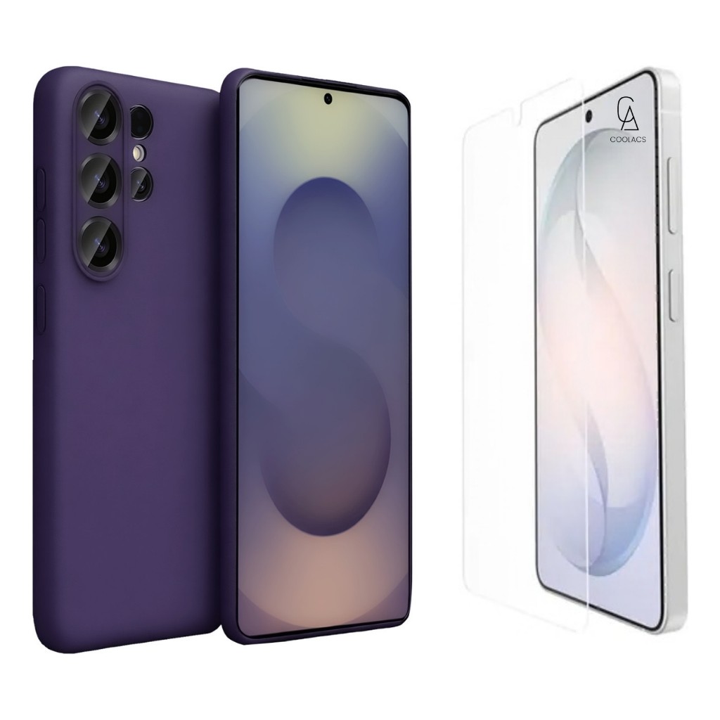 Coolacs Samsung Galaxy S26 Ultra ile Uyumlu Kılıf Esnek Premium Telefon Kılıfı ve Temperli Cam Ekran Koruyucu - Mürdüm Cep Telefonu Kılıfı Fiyatı
