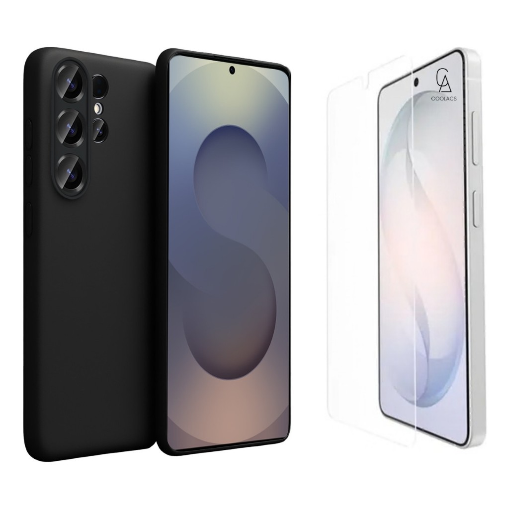 Coolacs Samsung Galaxy S26 Ultra ile Uyumlu Kılıf Esnek Premium Telefon Kılıfı ve Temperli Cam Ekran Koruyucu - Siyah Cep Telefonu Kılıfı Fiyatı