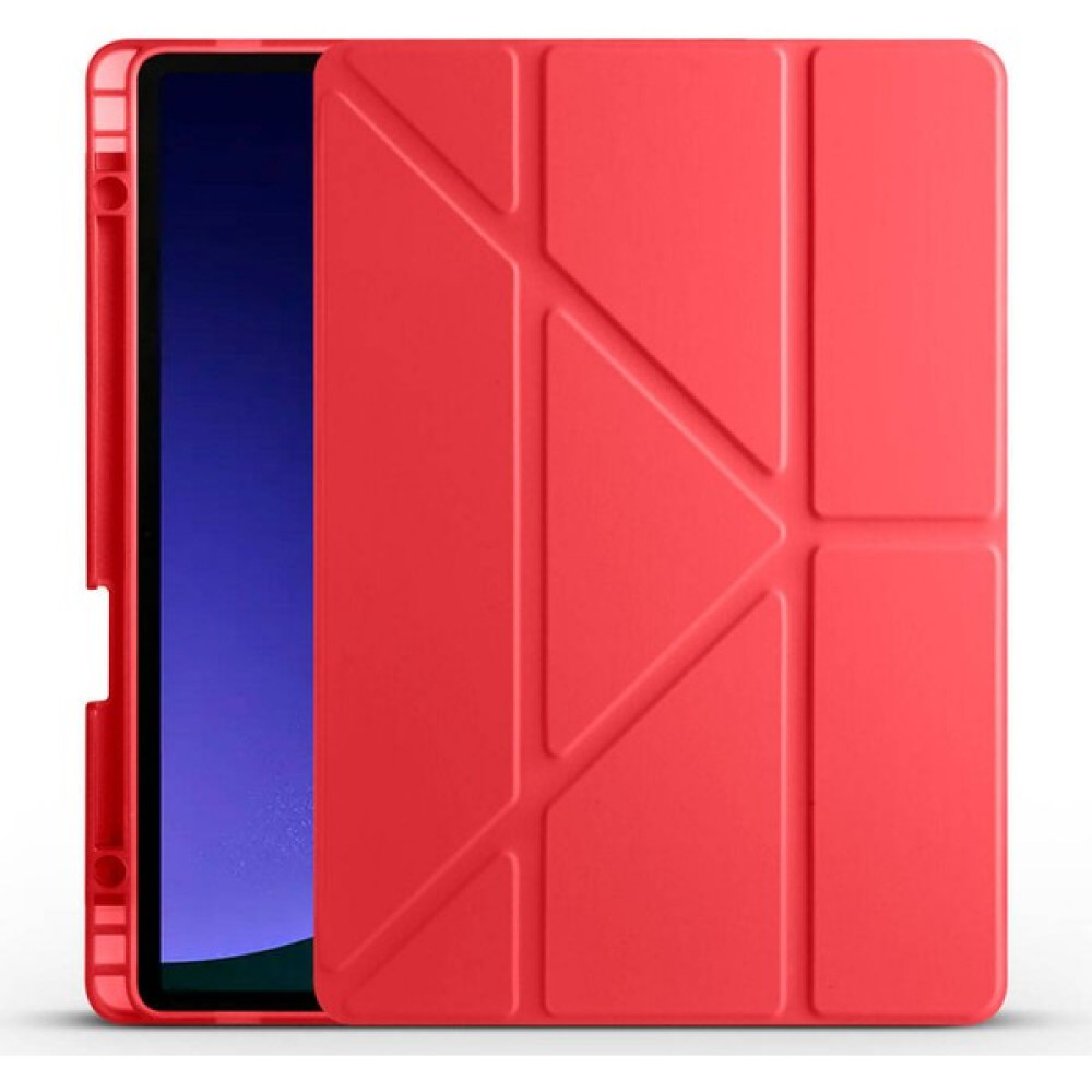Coolacs Samsung Galaxy Tab S9 Fe Plus Uyumlu Kılıf 3 Farklı Stand Kalemlikli Tri Folding Tablet Kılıfı - Kırmızı Tablet Kılıfı Fiyatı