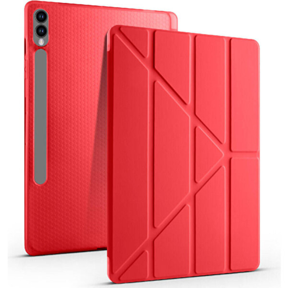 Coolacs Samsung Galaxy Tab S9 Plus Uyumlu Kılıf 3 Farklı Stand Kalemlikli Tri Folding Tablet Kılıfı - Kırmızı Tablet Kılıfı Fiyatı
