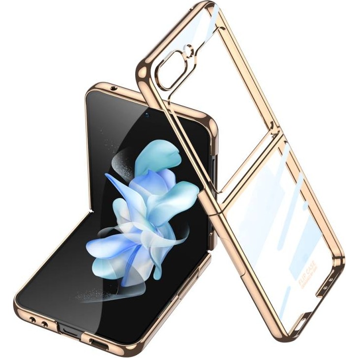 Coolacs Samsung Galaxy Z Flip 5 ile Uyumlu Metal Görünümlü Kamera Lens Korumalı Telefon Kılıfı Kapak - Gold Cep Telefonu Kılıfı Fiyatı