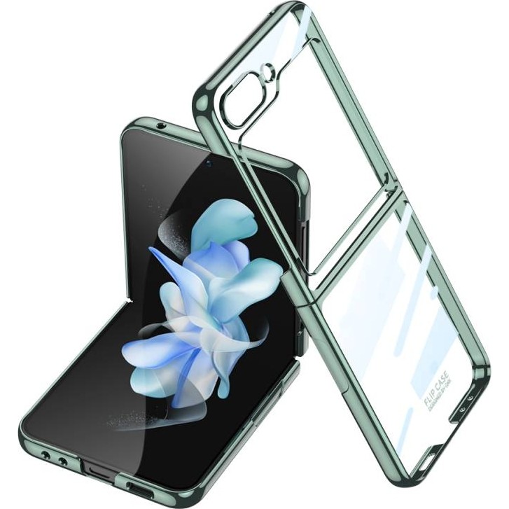 Coolacs Samsung Galaxy Z Flip 5 ile Uyumlu Metal Görünümlü Kamera Lens Korumalı Telefon Kılıfı Kapak - Koyu Yeşil Cep Telefonu Kılıfı Fiyatı