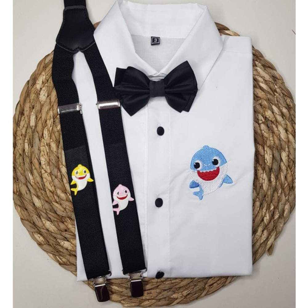 Coolbebe Baby Shark Konseptli Askı Papyon Gömlek Erkek Çocuk Gömlek Fiyatı