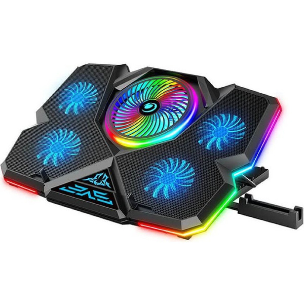 Coolcold Oyuncu Notebook Soğutucu Mavi LED - Telefon Tutuculu 5 Fanlı Rgb Işıklı Yükseklik ve Fan Hız Ayarlı - 405x290x43mm Dizüstü Bilgisayar Aksesuarları Fiyatı