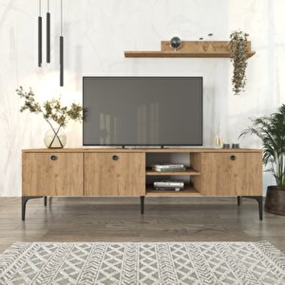 Coolhome Cool Home Motto Raflı Tv Ünitesi 180 Cm Meşe Sepet Tv Ünitesi / Sehpası Fiyatı