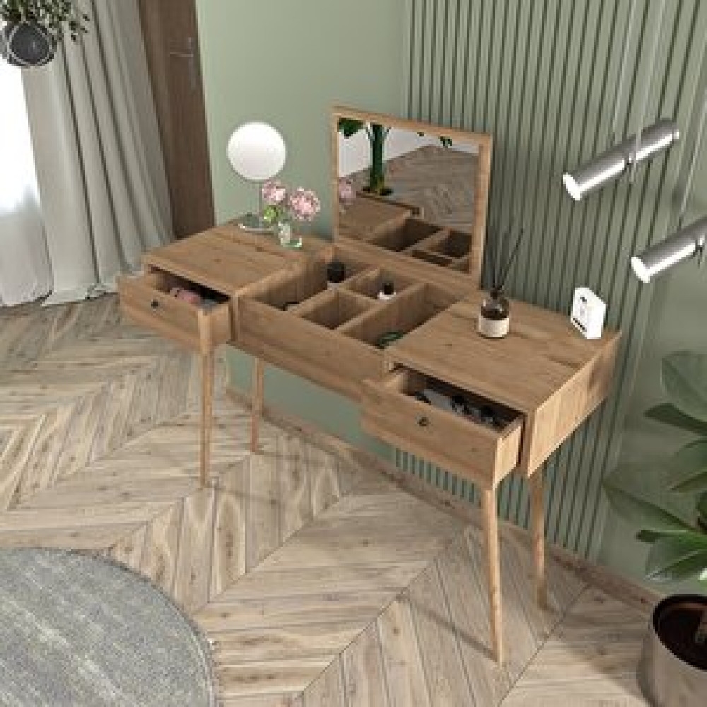 Coolhome Lal Makyaj Masası Çekmeceli Aynalı Takı Düzenleyici 120 Cm Sepet Masa - Sandalye & Tabure Fiyatı