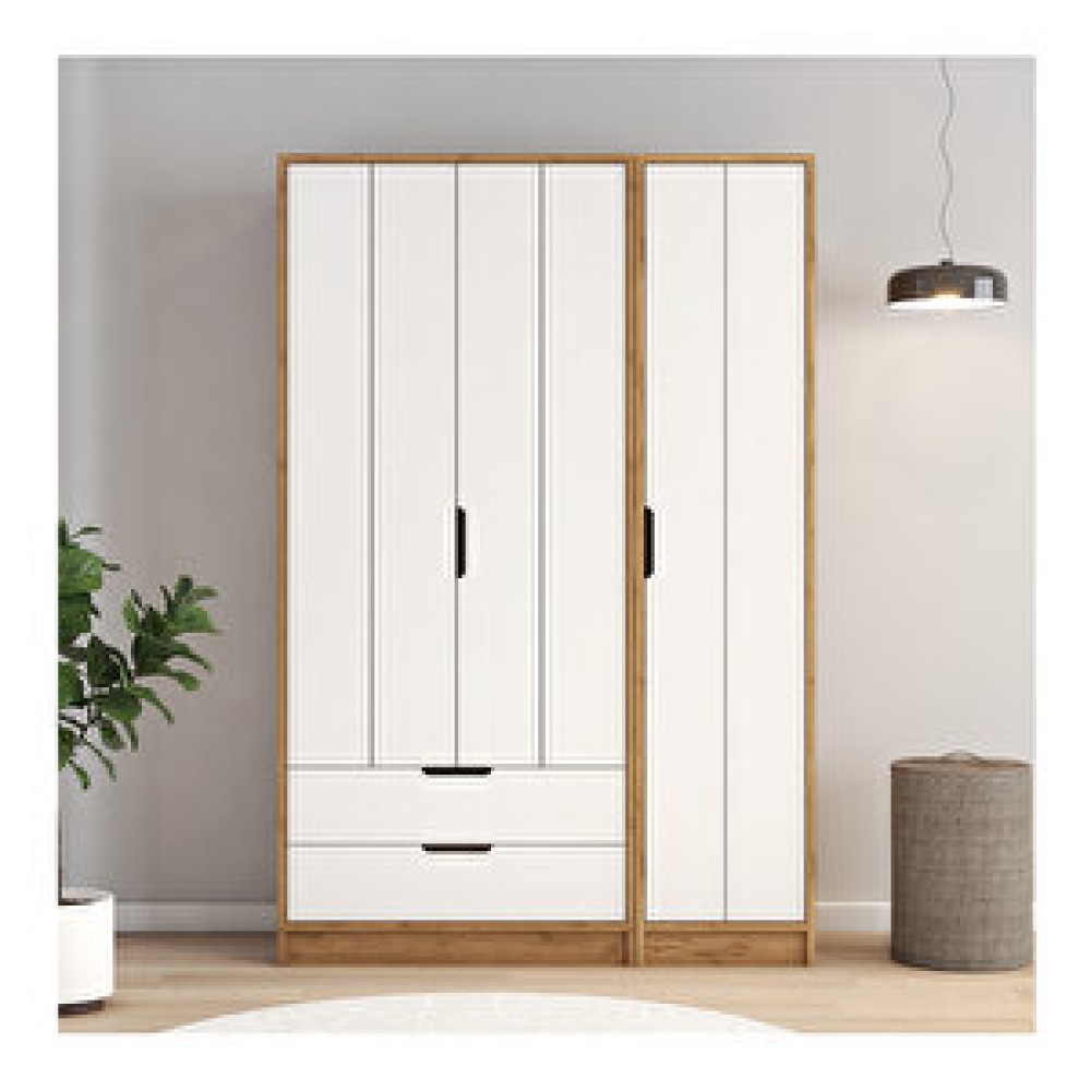 Coolhome Puzzle Üç Kapılı Çekmeceli Gardirop Gardrop & Dolap Fiyatı