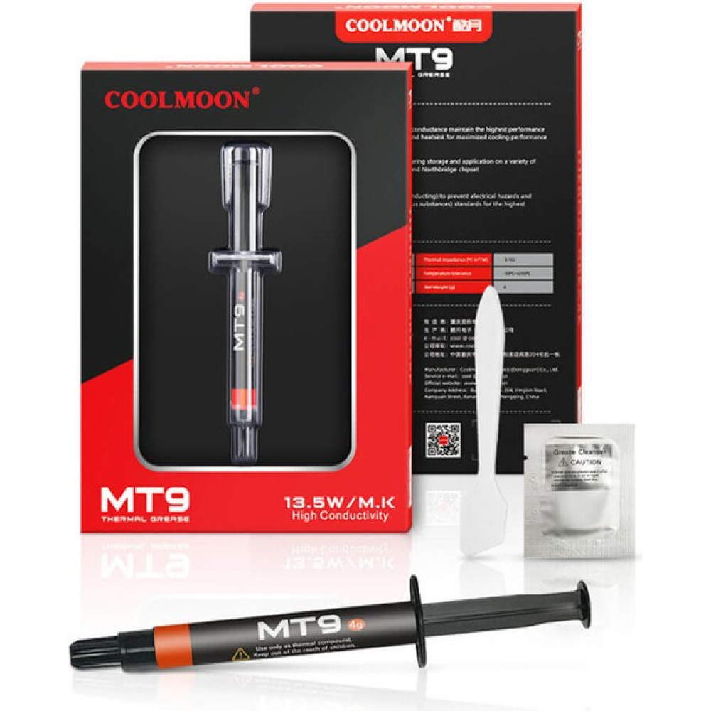 Coolmoon Mt9 Yüksek Performanslı Termal Macun - Işlemci Pastası - Heatsink - 13.5W/M.K - 4gr - Gri Soğutucular Fiyatı