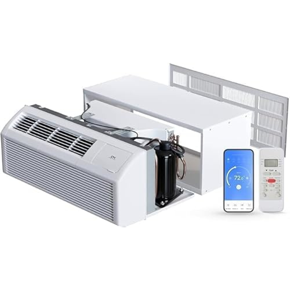 Cooper&Hunter 15,000 BTU Packaged Terminal A/C with Heat Pump (R32 Refrigerant) and 3.5 kW Electric Heater Including Wireless Smart Kit, Remote Controller, and a Power Cord Sleeve/Grille Included
