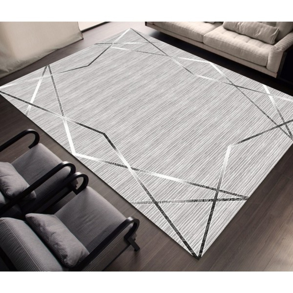 Coperta Home 6m² Süngerli Lastikli Halı Örtüsü - Açık Gri - Koyu Gri - 200 x 300 cm Salon & Oturma Odası Tekstili Fiyatı