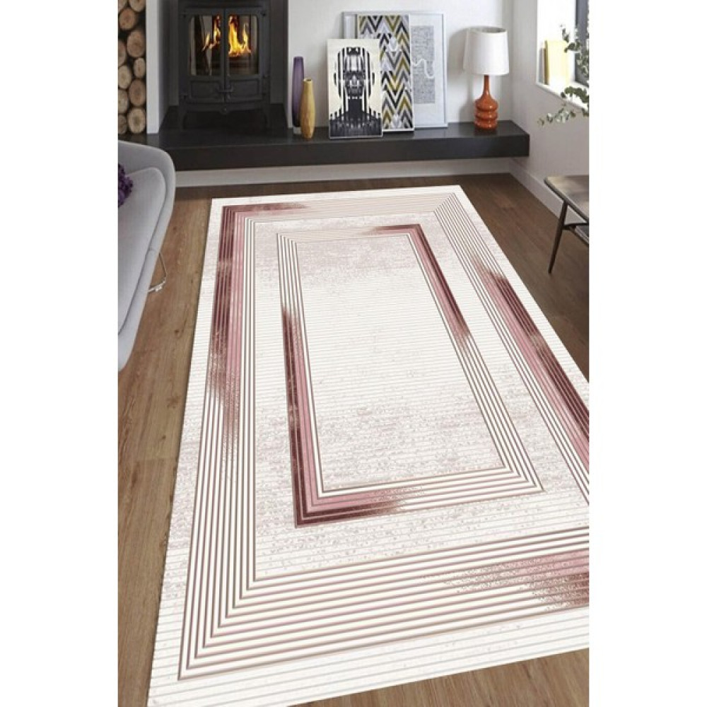 Coperta Home 6m² Süngerli Lastikli Halı Örtüsü - Krem Zemin - Pembe Desenli - 200 x 300 cm Salon & Oturma Odası Tekstili Fiyatı