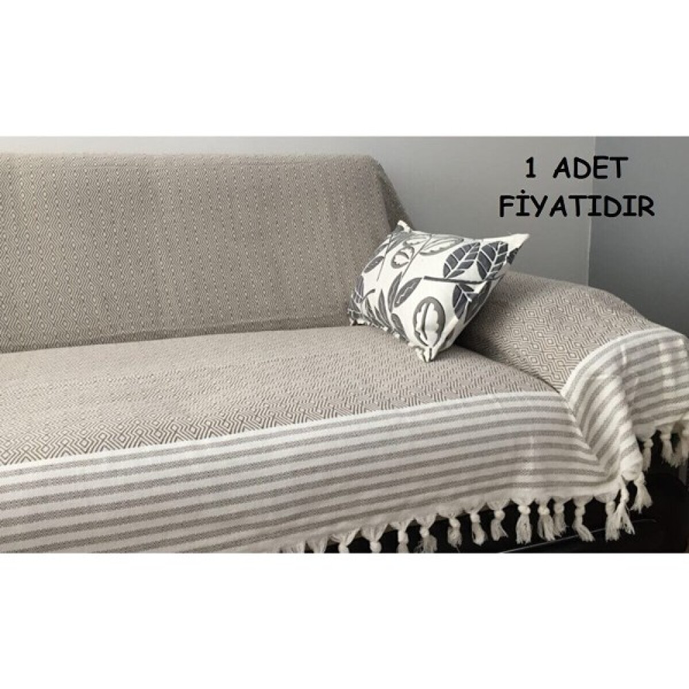 Coperta Kolları Örten Pamuklu Koltuk Örtüsü - 180 x 300 cm - Kahve Koltuk & Kanepe Örtüsü Fiyatı
