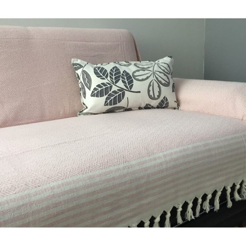 Coperta Kolları Örten Pamuklu Koltuk Örtüsü - 180 x 300 cm - Pembe Koltuk & Kanepe Örtüsü Fiyatı