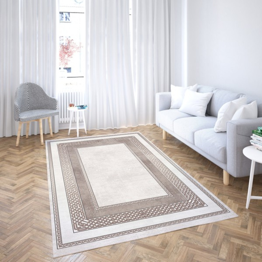 Coperta Süngerli Lastikli Kaymaz Yıkanabilir 6 Metrekare Halı Örtüsü - 200 x 300 cm - Bej - Kahve Salon & Oturma Odası Tekstili Fiyatı