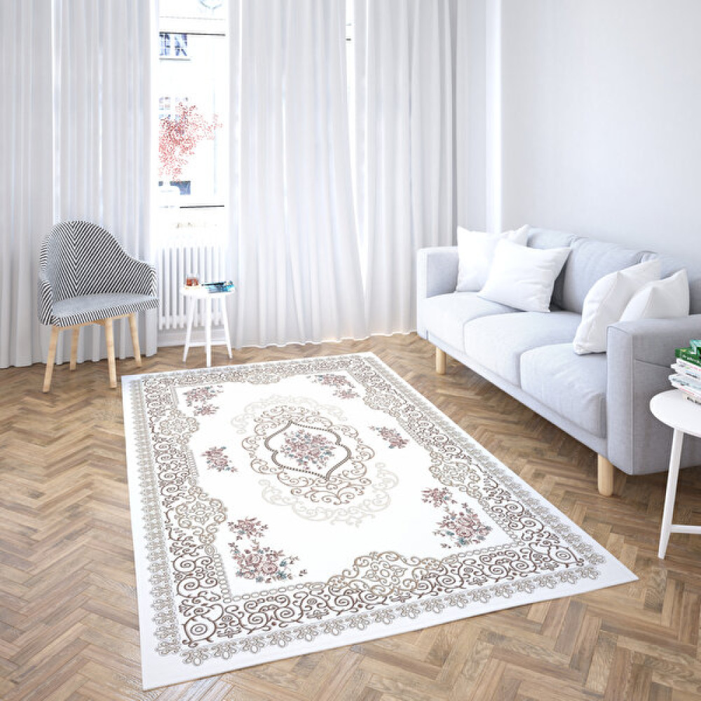 Coperta Süngerli Lastikli Kaymaz Yıkanabilir 6 Metrekare Halı Örtüsü - 200 x 300 cm - Bej - Pembe Salon & Oturma Odası Tekstili Fiyatı