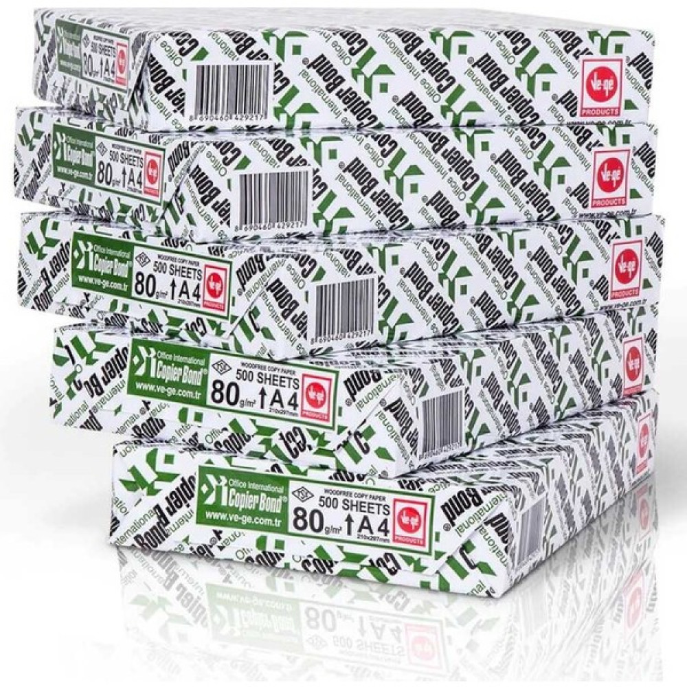 Copier Bond 80 gr A4 Fotokopi ve Yazıcı Kağıdı. 1 Koli 5 Paket 2500 Sayfa Fotokopi Kağıdı Fiyatı
