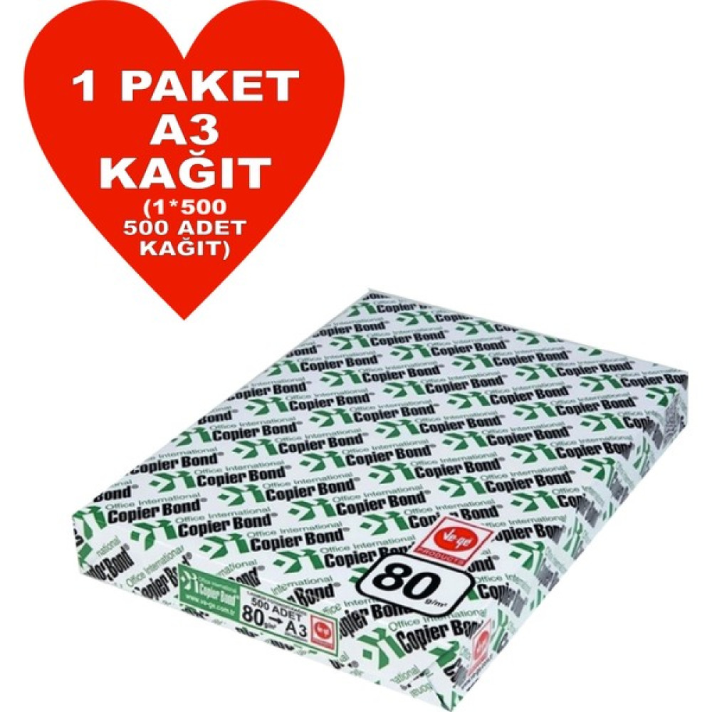 Copier Bond (Ve-Ge) A3 80GR Fotokopi Kağıdı 500 Adet Kağıt (1PK*500 Kağıt) Fotokopi Kağıdı Fiyatı