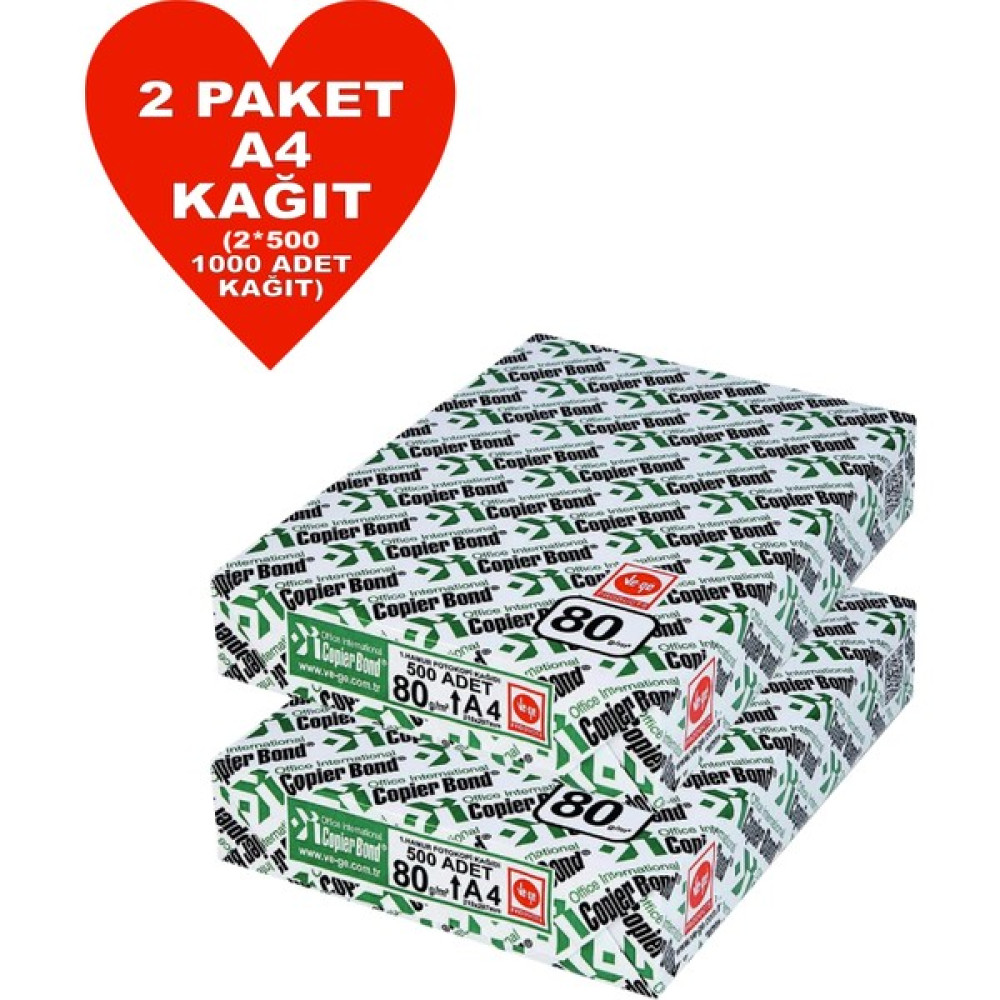 Copier Bond (Ve-Ge) A4 80GR Fotokopi Kağıdı 1000 Adet Kağıt (2PK*500 Kağıt) Fotokopi Kağıdı Fiyatı