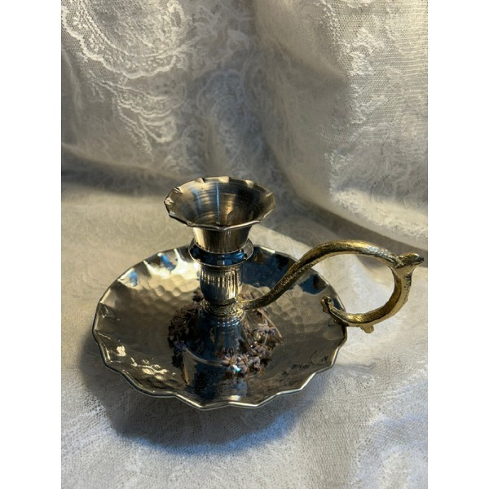 Copperable El Yapımı Dövme Bakır Mumluk 1. Kalite Şamdan - Gri - Beyaz Şamdan Fiyatı