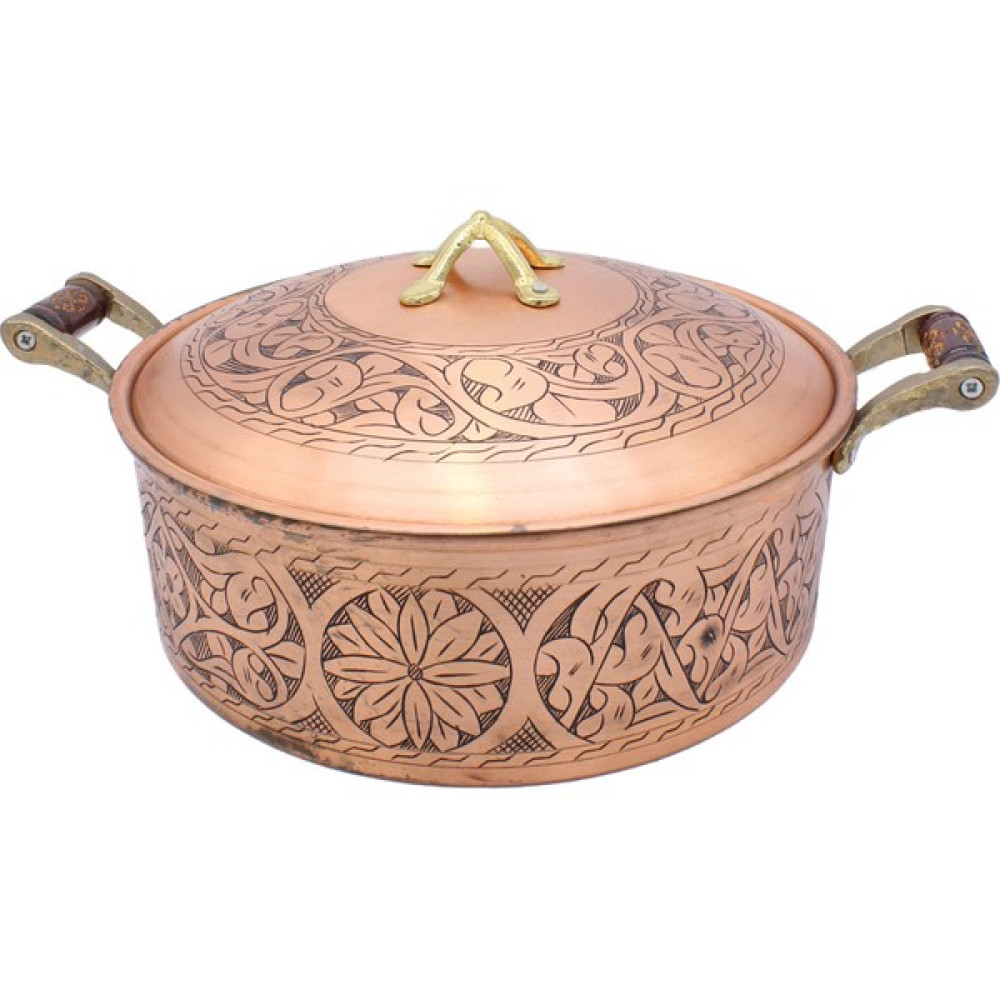 Copperdone El Işlemeli Ahşap Kulplu Anatolia Bakır Tencere Antik Bakır Renk 21 cm Tencereler Fiyatı