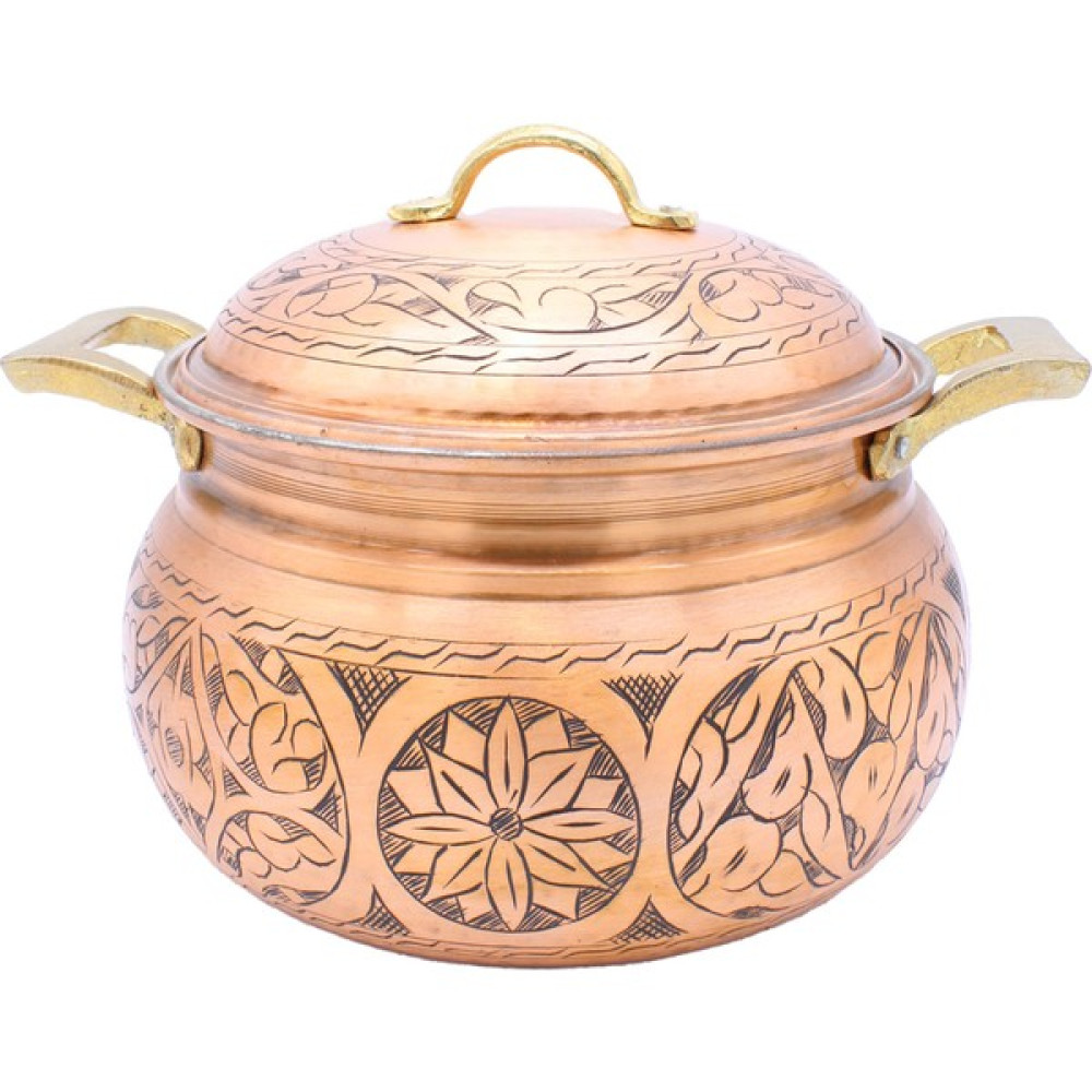 Copperdone El Işlemeli Pirinç Kulplu Tombik Bakır Tencere Antik Bakır Renk 22 cm Tencereler Fiyatı