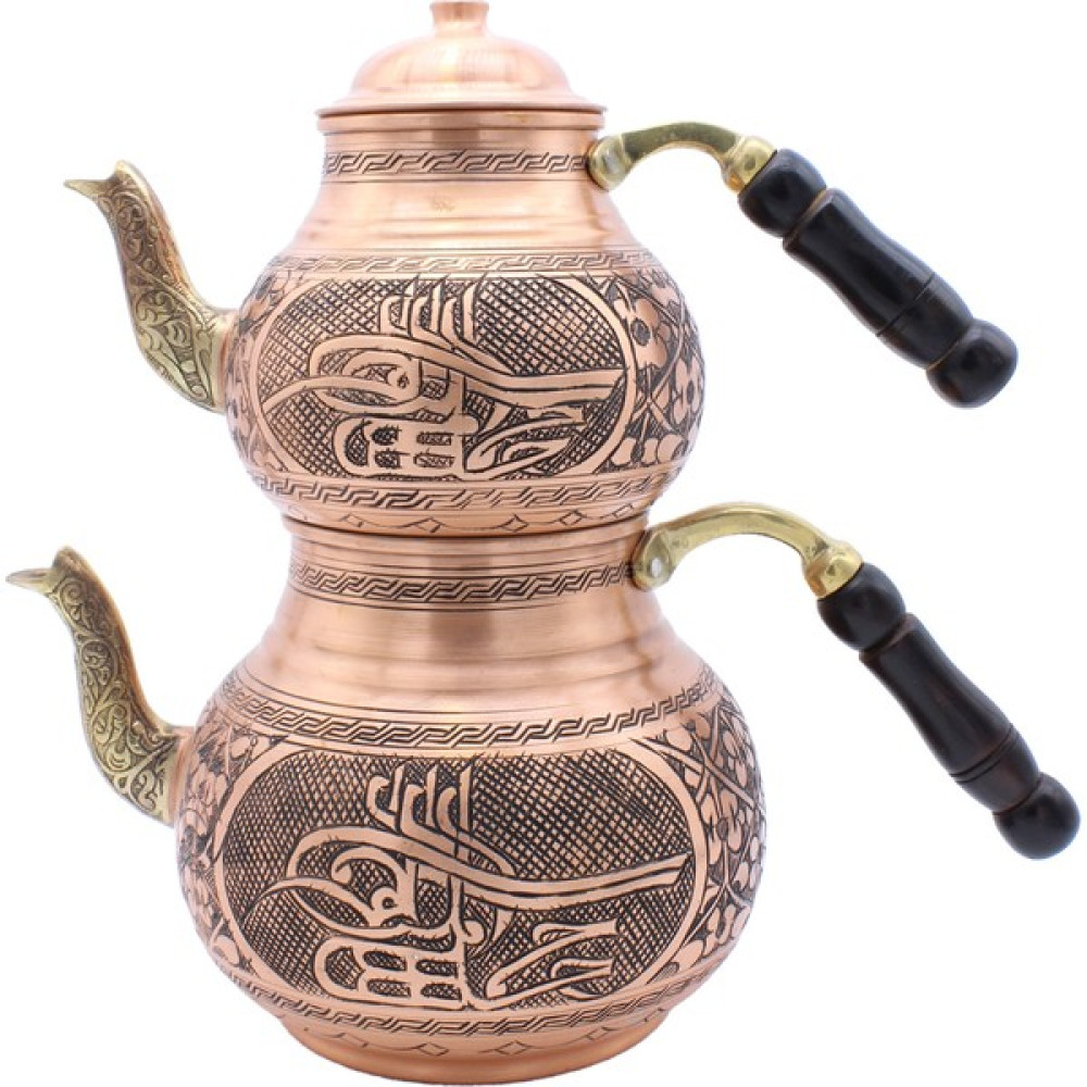 Copperdone Gaziantep Ağır El Işlemeli Eskitme Büyük Boy Bakır Çaydanlık Antik Bakır Renk Model 3 Çay / Çaydanlık Setleri Fiyatı