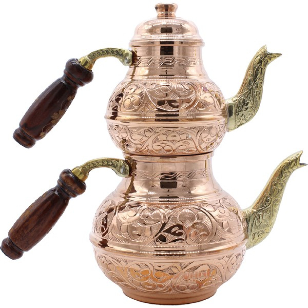 Copperdone Gaziantep El Işlemeli Küçük Boy Bakır Çaydanlık Çay / Çaydanlık Setleri Fiyatı