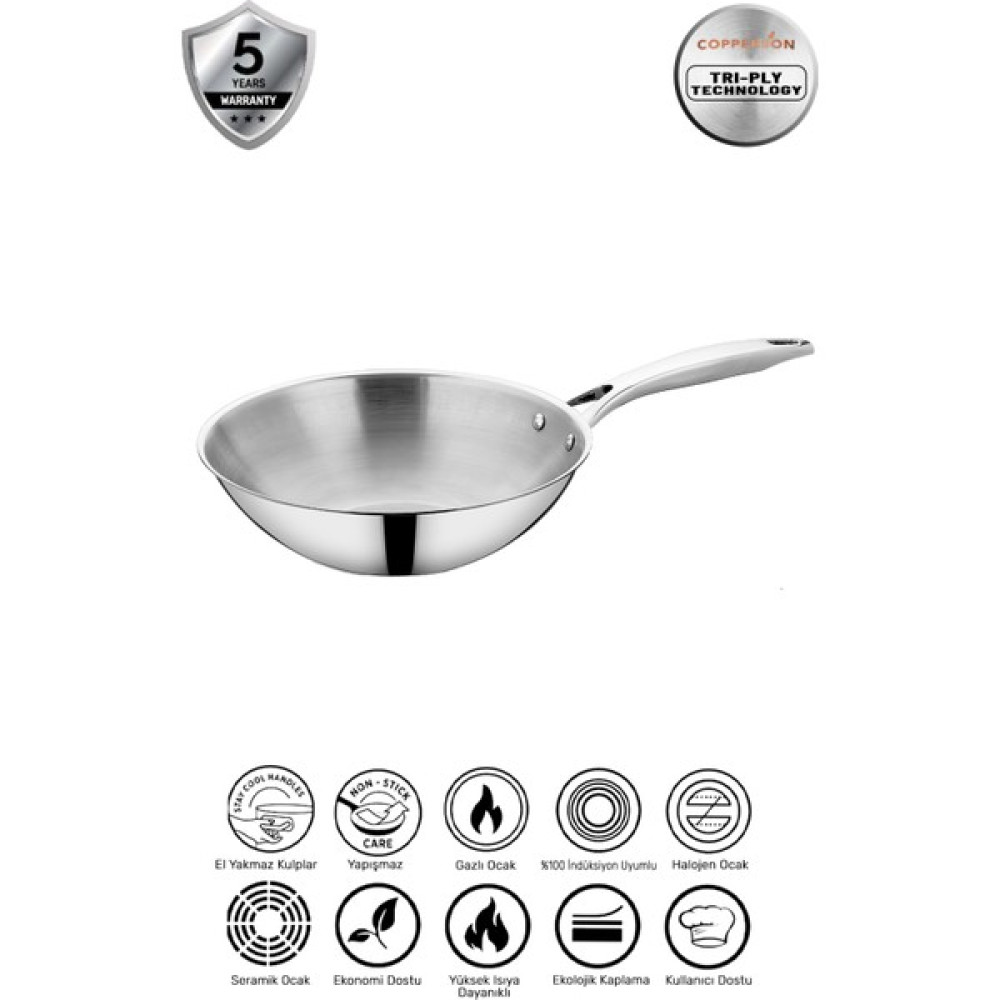 Copperson 3 Ply Inox 28 cm Yapışmaz Wok Tava Tavalar Fiyatı