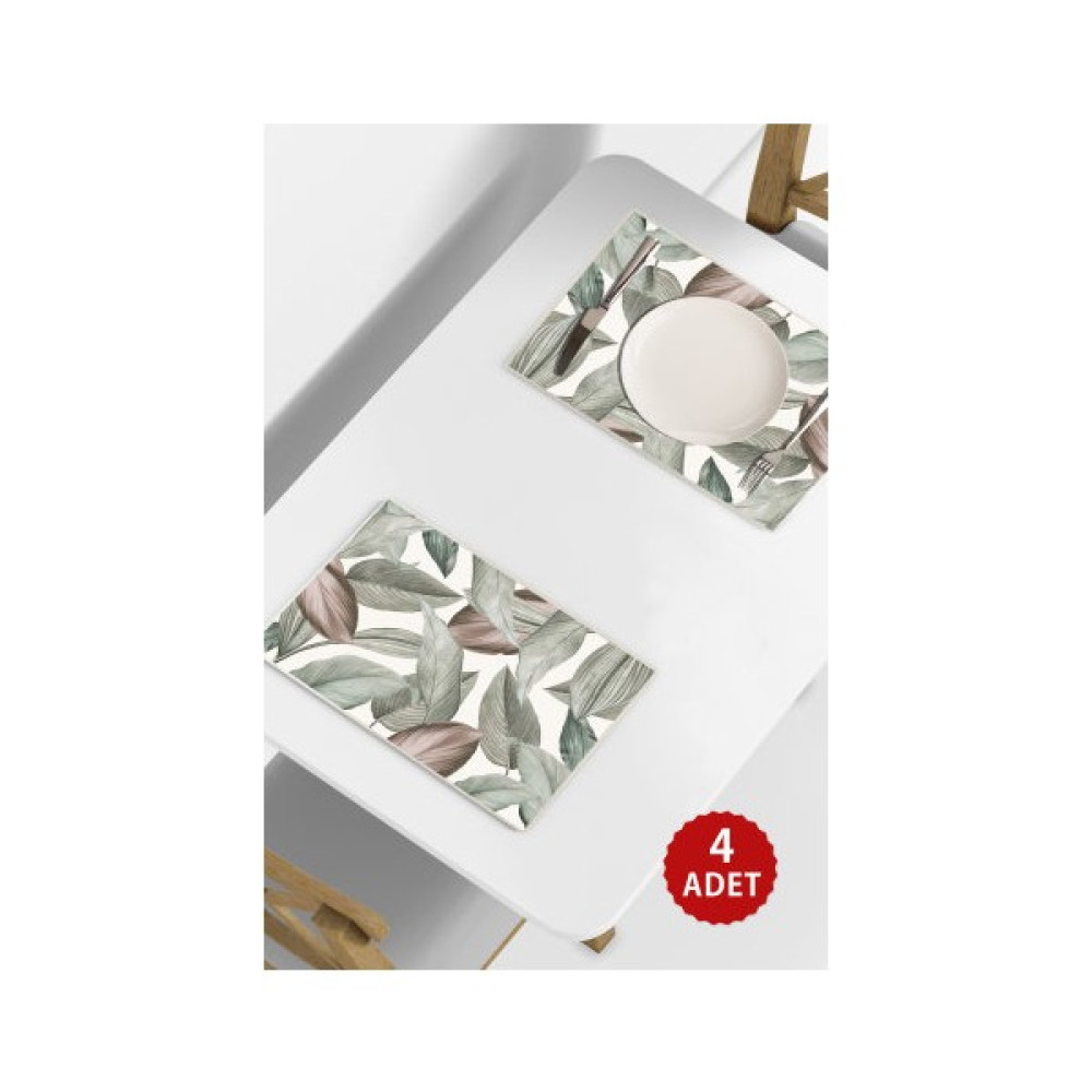 Copyrite Yaprak Desenli 42 x 30 cm Pvc 4'lü Silinebilir Amerikan Servis - Renkli - 30 x 42 cm Amerikan Servis Fiyatı