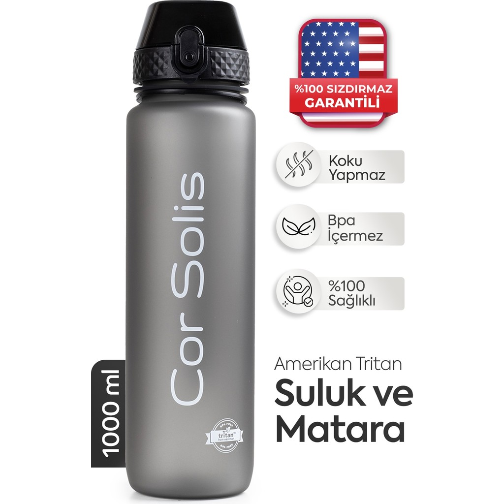 Cor Solis Tritan Suluk Pipetli 1 Litre Sporcu Su Matarası Akıtmaz Sızdırmaz Spor Su Şişesi Sporcu Suluğu Sporcu Matarası Bpa Içermez Kadın Erkek Ço... Diğer Fiyatı