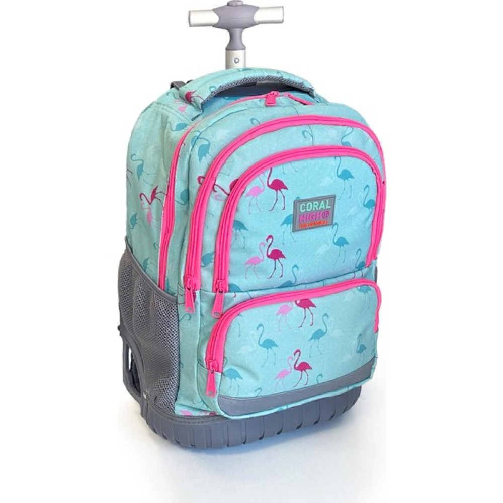 Coral High Kids Flamingo Desenli, Su Yeşili Renkli, Iki Kademeli Çekçekli, Sırt ve Okul Çantası 24022 Okul Çantası Fiyatı