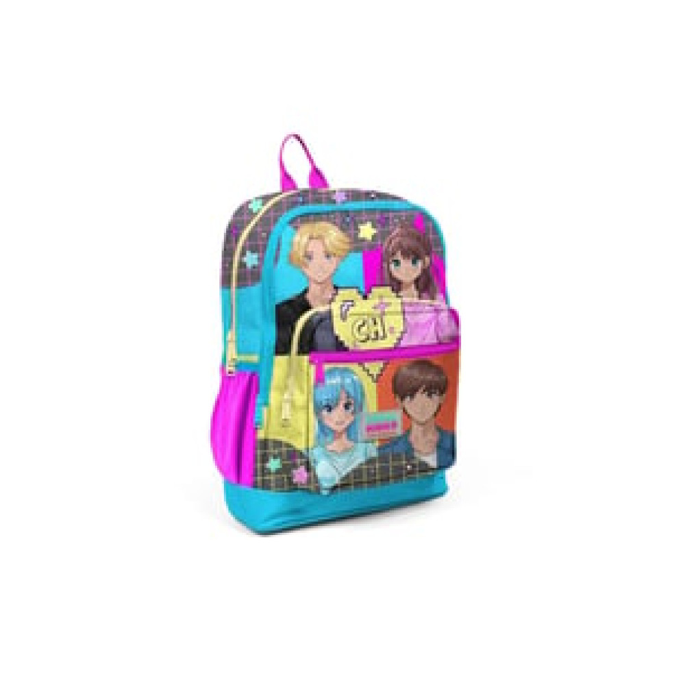 Coral High Kids Gri Mavi Pembe Anime Desenli Dört Bölmeli Okul Sırt Çantası 23737 Okul Çantası Fiyatı
