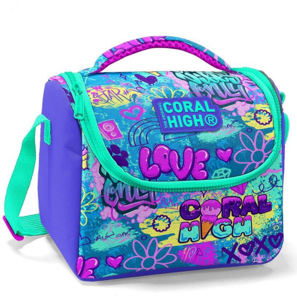 Coral High Kids Lavanta Su Yeşili Grafiti Desenli Beslenme Çantas Beslenme Çantası Fiyatı