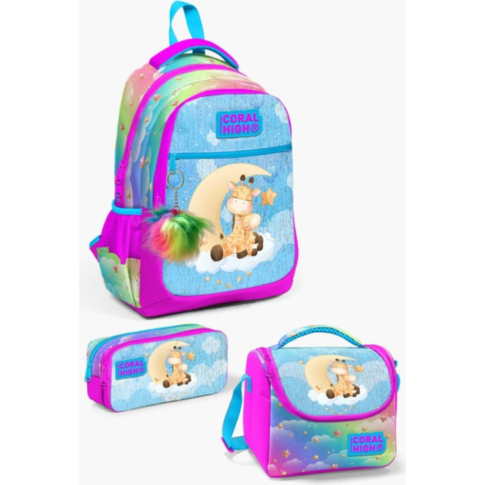 Coral High Kids Mavi Pembe Zürafa Desenli 3’lü Okul Çanta Seti SET0123479 Oto Boyaları Fiyatı