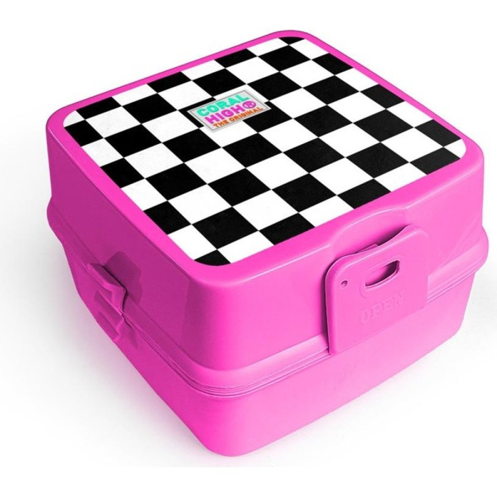 Coral High Kids Pembe Dama Desenli Dört Bölmeli Çatal ve Kaşıklı Beslenme Kabı 32961 Beslenme Çantası Fiyatı