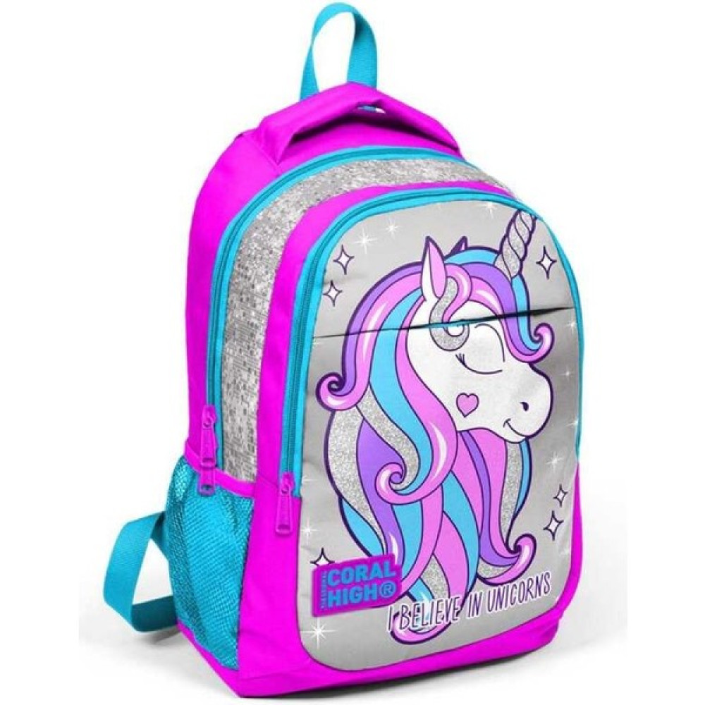 Coral High Kids Pembe Gümüş Simli Unicorn Desenli Üç Bölmeli Okul Sırt Çantası 14383 Oto Boyaları Fiyatı