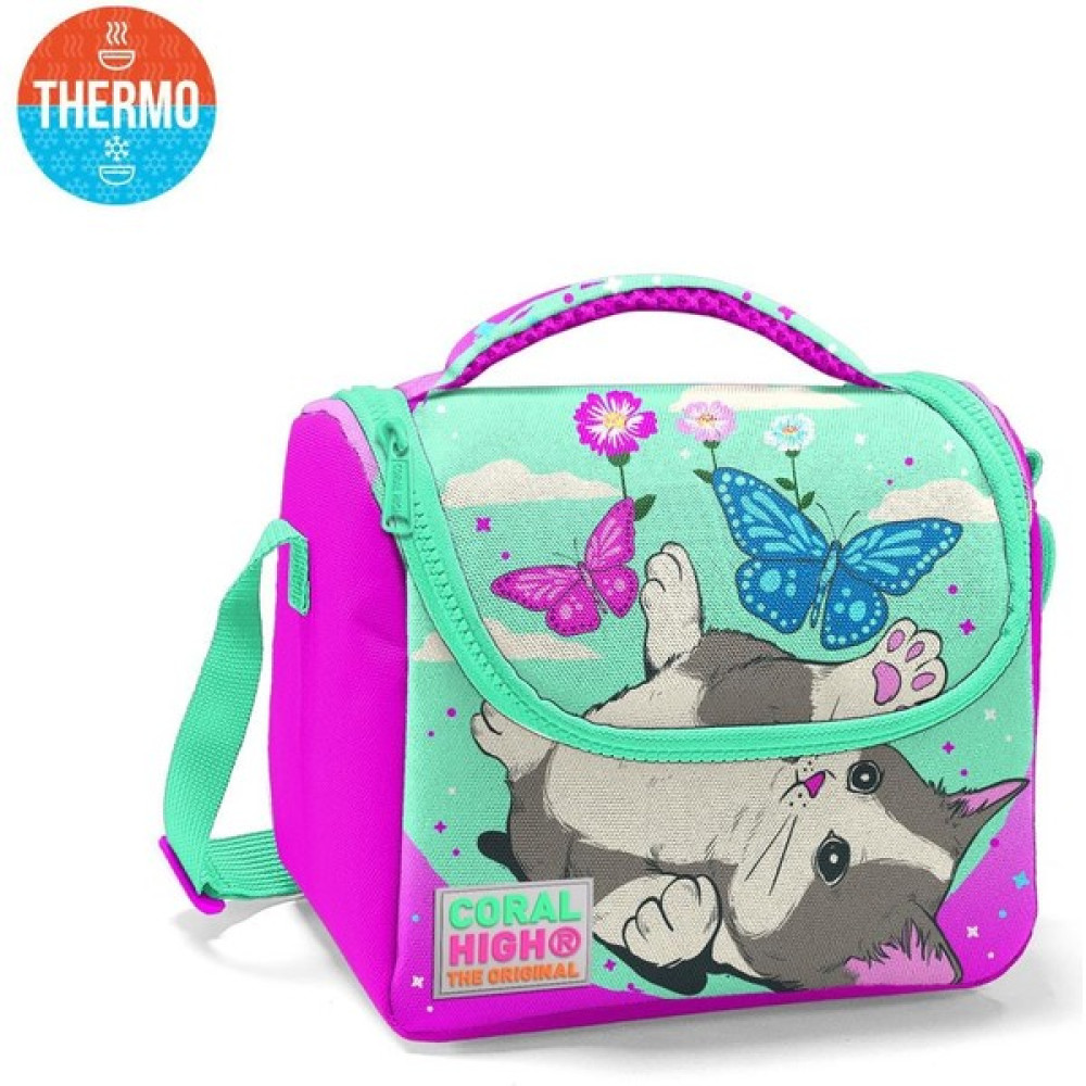 Coral High Kids Su Yeşili Pembe Kedi Desenli Thermo Beslenme Çantası 11707 Beslenme Çantası Fiyatı