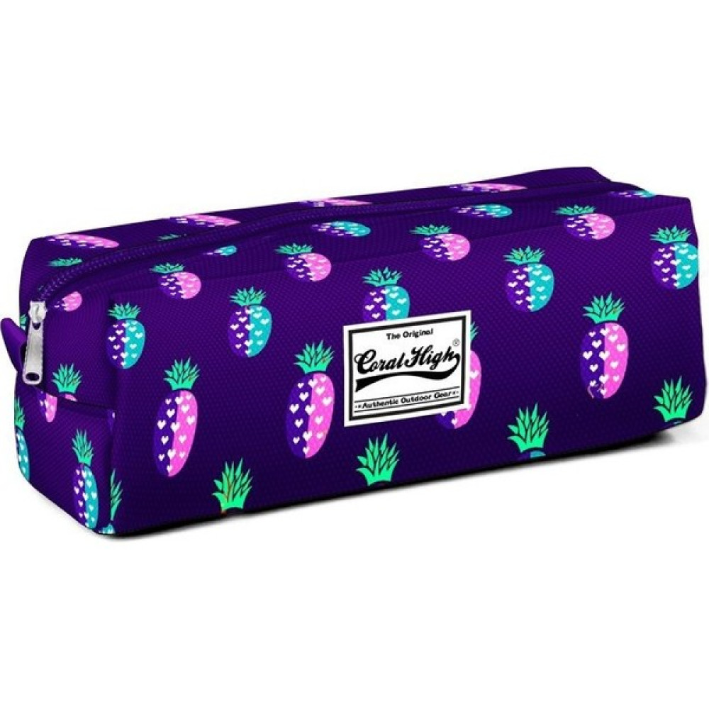 Coral High Tek Gözlü Ananas Desenli Kalem Çantası Kız Mor Kalemlik (Kalem Kutusu) Fiyatı