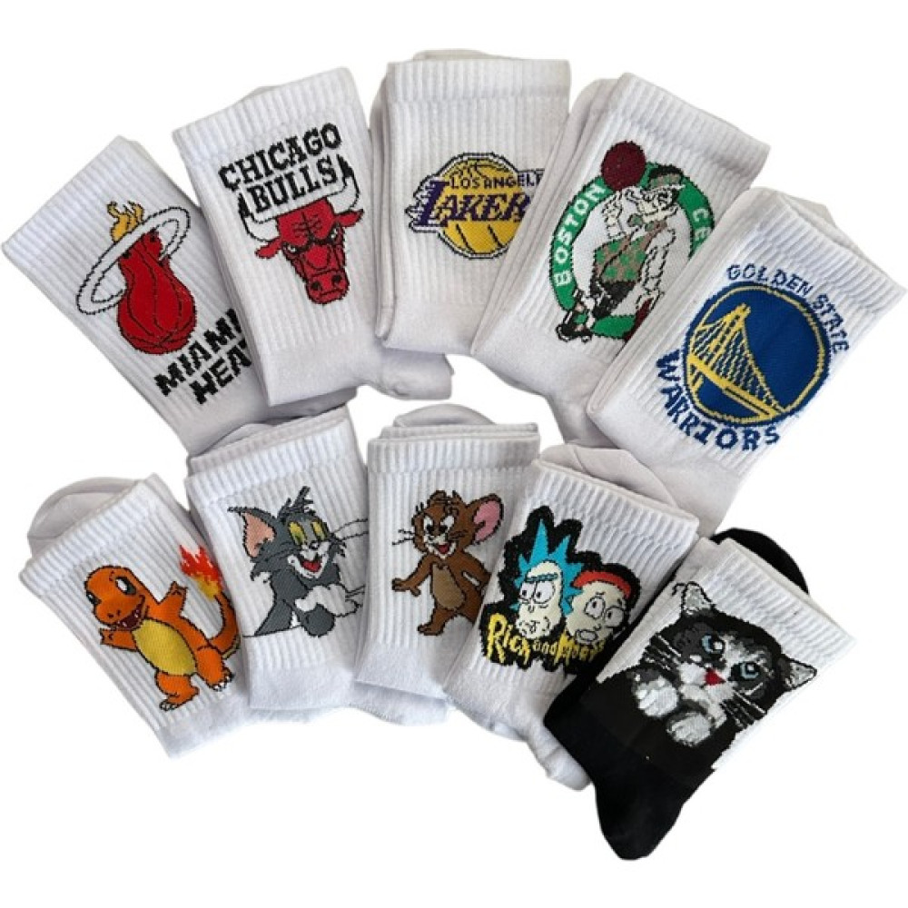 Çorap Dünyam Unisex 10'lu Seri Basketbol Neşeli Kolej Tenis Çorap Çorap (Outdoor) Fiyatı