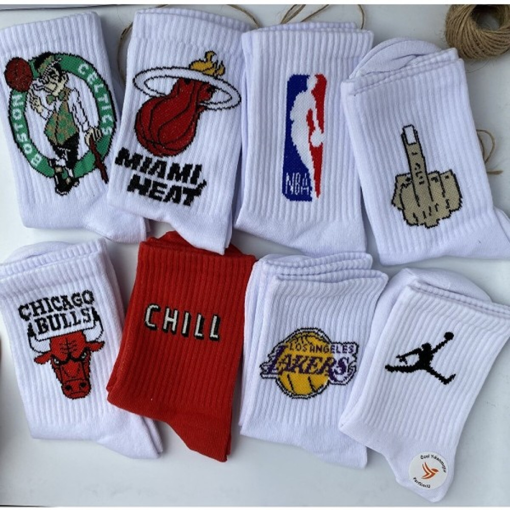 Çorap Dünyam Unisex 8 'li Seri Basketbol Neşeli Kolej Tenis Çorap Çorap (Outdoor) Fiyatı