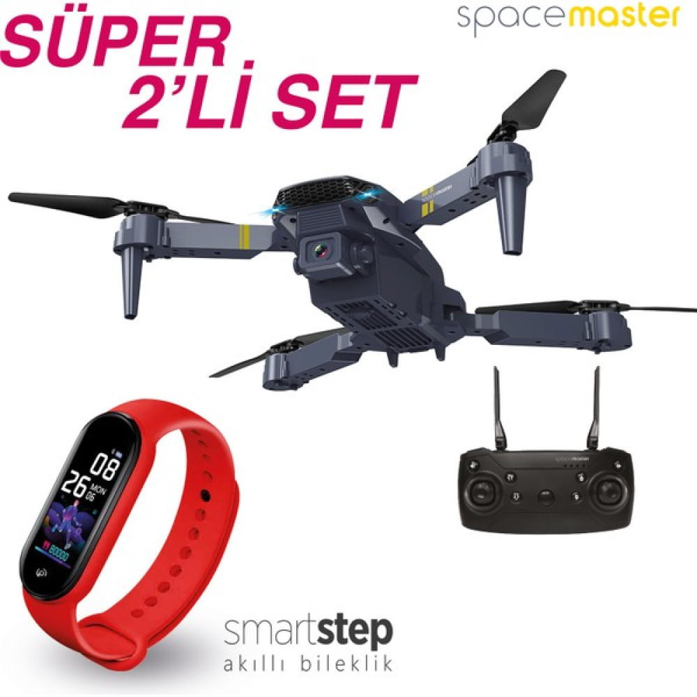 Corby SD03 Katlanabilir 720P Kameralı Smart Drone + PSSW09 Akıllı Bileklik Kırmızı - Siyah Drone Fiyatı