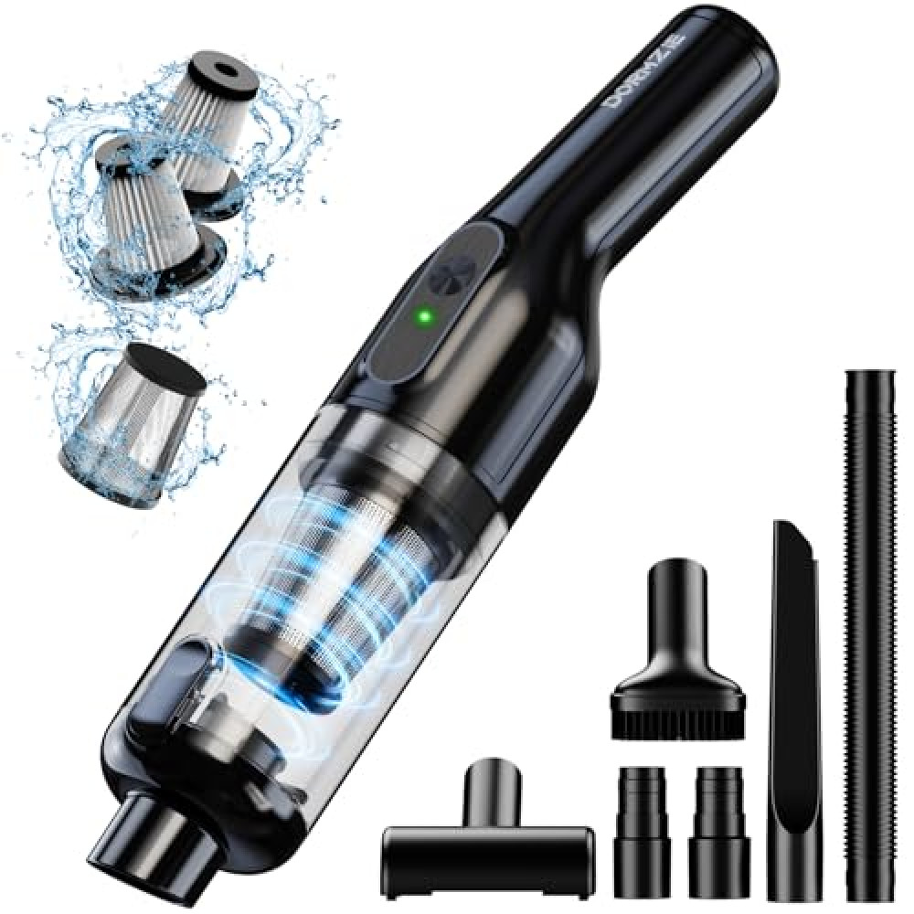 Cordless Handheld Vacuum, Rechargeable Car Vacuum with 16000Pa Powerful Suction, Ultra-Lightweight 1.3lbs, Brushless Motor, Multiple Accessories for Home Office Car Pets Cleaning