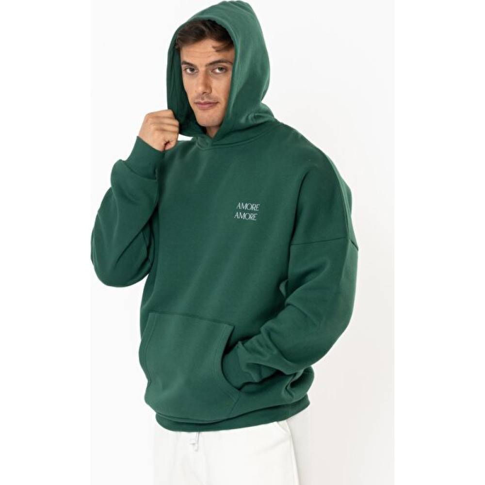Coredra Amore Oversize Hoodie Erkek - Yeşil Erkek Sweatshirt Fiyatı