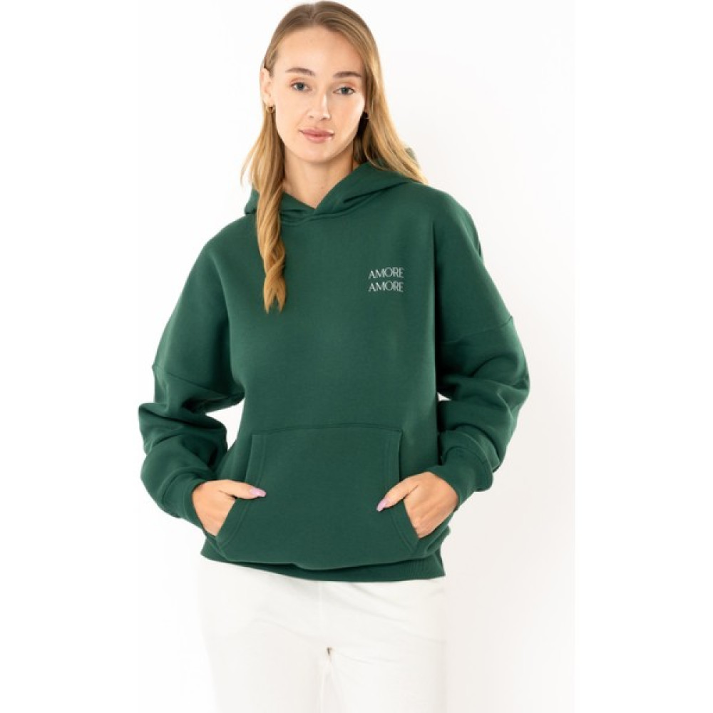 Coredra Amore Oversize Hoodie Kadın - Yeşil Bayan Sweatshirt Fiyatı