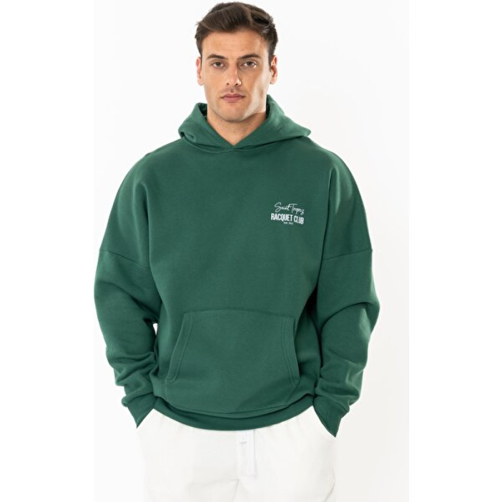 Coredra Racquet Club Oversize Hoodie Erkek - Yeşil Erkek Sweatshirt Fiyatı
